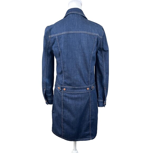 Madewell Denim Utility Shirt Dress Sz S Button Front Long Sleeve Mini Dark Wash - Picture 7 of 15